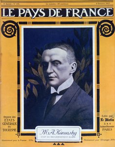 Portret Kiereńskiego, okładka francuskiego magazynu Le Pays de France, 4 października 1917 autorstwa French School