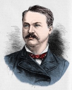 Portret Louisa Honore (Louis Honore) Frechette (1839-1908), kanadyjskiego poety i dramaturga. Grawerunek Charlesa Georgesa w „”Le Monde Illustré””n°1328 z 9 września 1882 r. autorstwa French School