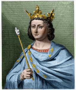 Portret Ludwika X le Hutina (1289 - 1316), króla Francji - w „Histoire des Francais” Lavallee, rycina, sd. autorstwa French School