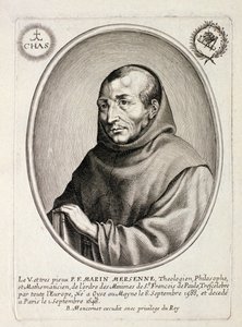 Portret Marin Mersenne (1588-1648) grawerowany przez Balthazara Moncorneta (ok. 1600-68) autorstwa French School