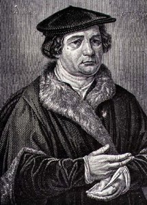 Portret Marcina Lutra (1483-1546) Niemiecki reformator religijny (rycina) autorstwa French School
