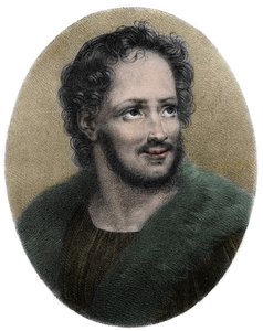 Portret Mathurina Regniera Francuskiego poety (1573-1613) - Portret Mathurina Regniera (1573-1613), francuskiego satyryka, Grawer autorstwa French School