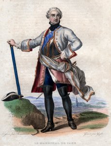 Portret Maurice de Saxe (1696-1750), niemieckiego wojska w służbie francuskiej i marszałka generalnego Francji. autorstwa French School
