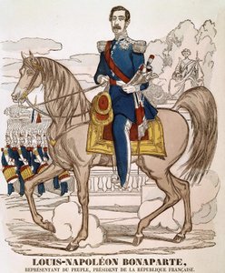 Portret Napoleona III - przedstawiciela narodu, prezydenta Republiki Francuskiej. (Charles Louis Napoleon Bonaparte) (1808 - 1873). Obraz kręgosłupa. autorstwa French School