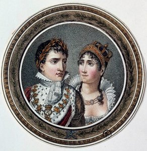 Portret Napoleona I (1769-1821) i Josephine de Beauharnais (1763-1814) Obraz na pokrywce cukierka. 19 wiek autorstwa French School