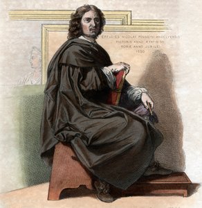 Portret Nicolasa Poussina (1594-1665), francuskiego malarza. autorstwa French School