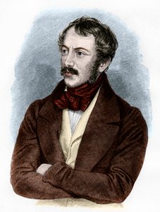 Portret Nikolausa Lenaua (kolorowe grawerowanie) autorstwa French School