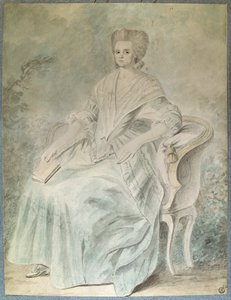Portret Olympe de Gouges (wdowa Aubry znana również jako Marie Gouze) (Madame Aubry) (1748-1793) feministka, polityk i literatka. Anonimowa akwarela z XVIII wieku. Ciemny. 0,21x 0,28m. Paryż, Luwr autorstwa French School