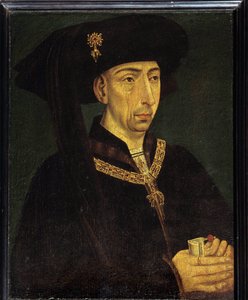 Portret Filipa III Burgundii zwanego Filipem Dobrym (1396-1467) Książę Burgundii, założyciel Złotego Runa Anonimowy obraz Szkoły Francuskiej autorstwa French School