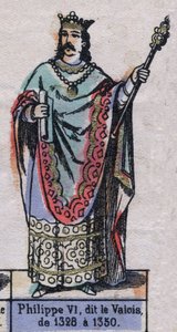 Portret Filipa VI z Francji, znanego jako Philippe de Valois (1294-1350) (dynastia Kapetów). Ilustracja z końca XIX wieku. autorstwa French School