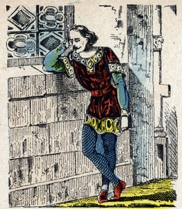 Portret księcia Karola Lotaryngii (Karol I Lotaryński) (953-991) znajduje się w Orleanie w 991 r. (Karol, książę Dolnej Lotaryngii uwięziony przez Hugh Capeta w Orleanie, gdzie zmarł niedługo później, 991 r.) Obraz Epinal Prywatny XIX w autorstwa French School