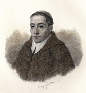 Portret świętego Bernarda de Menthon (923-1009), archidiakona Aosty i założyciela hospicjów świętego Bernarda. W "Portretach użytecznych ludzi" autorstwa French School