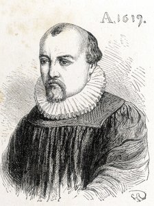 Portret Salomona de Caus (1576-1624), francuskiego fizyka - w „Albumie nauki”; wybitni uczeni; Wielkie odkrycia”” 1896. autorstwa French School