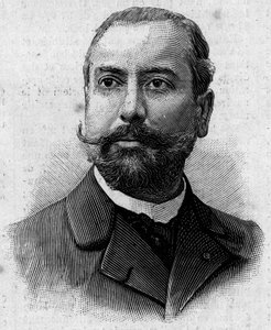 Portret Victora Theophile Liotarda (1858-1916), francuskiego aptekarza i badacza kolonii. Grawerowanie w „Journal des Voyages” z 29 stycznia autorstwa French School