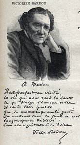 Portret wiktoriańskiego Sardou (1831-1908), dramaturga, w „Le Petit Parisien”” autorstwa French School