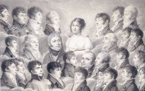 Portret Młodej Damy w otoczeniu Wielbicieli, autorstwa French School