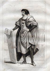 Portret włoskiego malarza Masaccio (Tommaso di Giovanni Cassai) (1401-1428) - Rycina z „” Malownicze Włochy” – Historyczne i opisowe malarstwo Włoch” M. de Norvins, Ch. Nodier 1834-1836. autorstwa French School