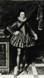 Portret niemowlęcia Ludwika XIII (1601-43) króla Francji i Nawarry, ok. 1611 (olej na płótnie) (zdjęcie czarno-białe) autorstwa French School