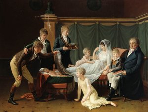 Portret markiza i markiza de Cramayel i ich siedmioro dzieci we wnętrzu, autorstwa French School