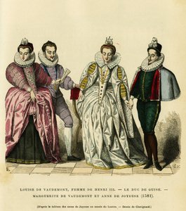 Portrety w 1581, Ludwiki de Vaudemont (1553-1601), królowej Francji, żony Henryka III (1551-1589), trzeciego księcia Guise, Henryka I, znanego jako Balafre (1549-1588), Małgorzaty Lotaryngii (1564-1625) córki hrabiego Vaudemont (Nicolas autorstwa French School