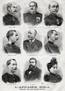Portrety głównych świadków afery Dreyfusa Zoli w „Le Petit Journal”, 27 lutego autorstwa French School