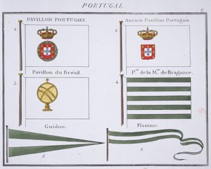 Flagi portugalskie, z francuskiej księgi flag, c.1819 autorstwa French School