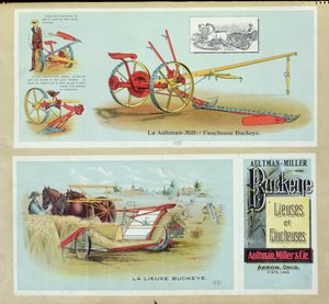 Plakat reklamujący segregatory i żniwiarki Aultman-Miller Buckeye, koniec XIX wieku autorstwa French School