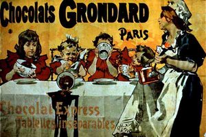 Plakat reklamujący czekoladki Grondard, Paryż (kolor lito) autorstwa French School