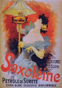 Plakat reklamujący olej do lamp bezpieczeństwa Saxoleine, lata 90. XIX w