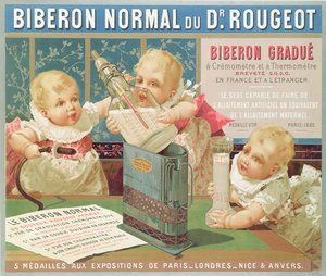 Plakat reklamujący butelkę z podziałką zaprojektowaną przez dr Rougeota, 1887