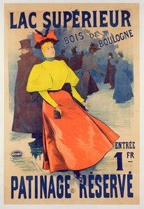 Plakat reklamujący lodowisko na Lac superieur w Bois de Boulogne