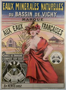Plakat reklamujący naturalne wody mineralne dorzecza Vichy, naturalna woda mineralna