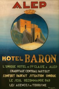 Plakat reklamujący Hotel Baron w Aleppo, ok. 1920 r.