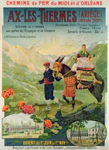 Plakat reklamujący ośrodek narciarski Ax-Les-Thermes, Francja, ok. 1900