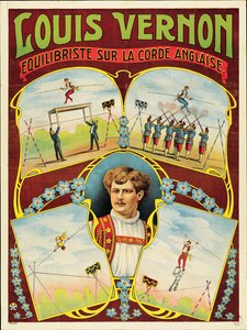 Plakat reklamujący chodzenie po linie Louisa Vernona
