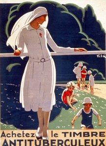 Plakat „Kup plaster gruźlicy” wydany przez Narodowy Komitet Obrony przed Gruźlicą. Litografia 1917. autorstwa French School