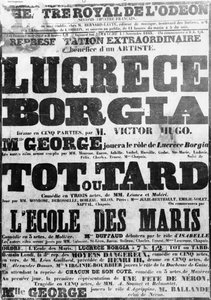 Plakat do wykonania Lukrecji Borgii w Odeonie, 1843
