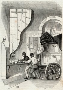 Słupki: ładowanie słupka do bagażnika - Grawerowanie w „Tableau-de-Paris” autorstwa Edmonda Texiera 1852 autorstwa French School