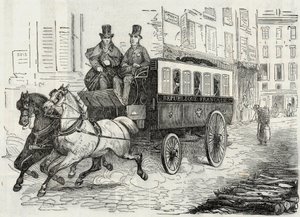 Posty: omnibus listonoszy - Grawerowanie w „Tableau-de-Paris” autorstwa Edmonda Texiera 1852 autorstwa French School