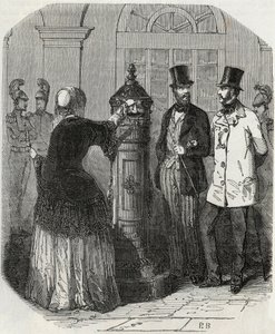 Posty: nowa skrzynka pocztowa - Grawerowanie w „Tableau-de-Paris” autorstwa Edmonda Texiera 1852 autorstwa French School