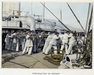 Przygotowania do wyjazdu - w „Albumie wojskowym - Navy: Life on board” autorstwa French School