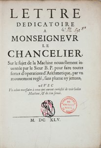 Drukowany list dedykacyjny na wynalazek maszyny liczącej Blaise Pascal (1623-62) 1645 autorstwa French School