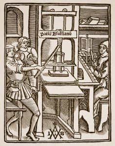 Drukarnia, strona tytułowa Hegesippus, druk Jodocus Badius Ascensius, Paryż, 1511 (zdjęcie w sepii) autorstwa French School