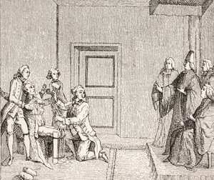 Więzień poddawany torturom przez Brodequina, 1875 r. autorstwa French School