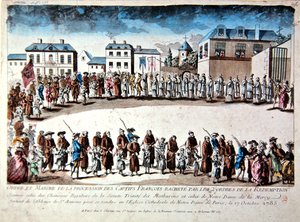 Procesja w Paryżu francuskich jeńców zwolnionych z niewoli w Algierii za okupem autorstwa French School