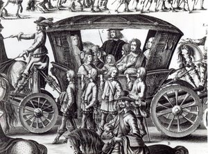 Procesja wjazdu młodego króla Ludwika XIV jako dziecka w mieście Paryż 18 sierpnia 1649, szczegół autorstwa French School