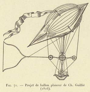 Projekt balonu szybowcowego Ch Guillie (1816) (grafika) autorstwa French School