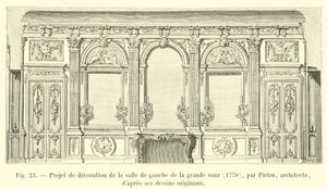 Projekt dekoracji lewego pomieszczenia dużego dziedzińca, 1778, autorstwa architekta Pietre, z jego oryginalnych rysunków autorstwa French School