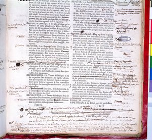 Korektor z poprawkami edycji słownika Akademii Francuskiej (tusz na papierze) (detal z 179941) autorstwa French School