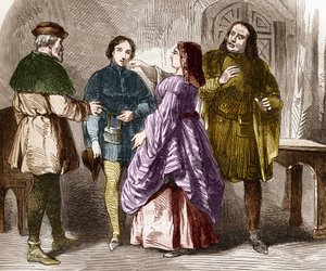 Scena prostytucji w Paryżu pod koniec średniowiecza. Grawer w „Historii prostytucji i rozpusty wśród wszystkich narodów świata od starożytności do dnia dzisiejszego” autorstwa dr Th. -F. Debray. 1879. autorstwa French School